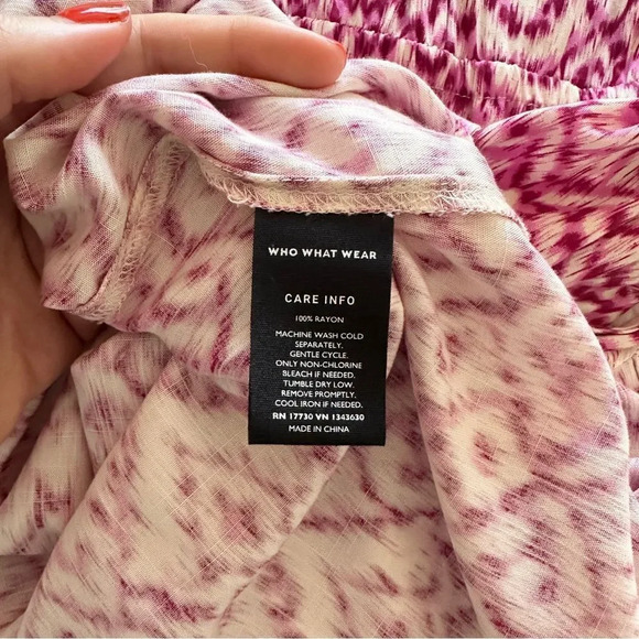 Who What Wear Pink Printed Midi Length Sleeveless Mock Neck Dress - Picture 16 of 16